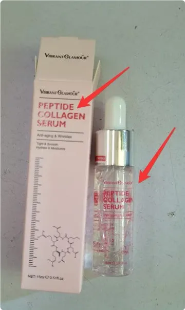 Collagen facial serum bottle with anti-wrinkle lifting firming brightening benefits for UK skincare