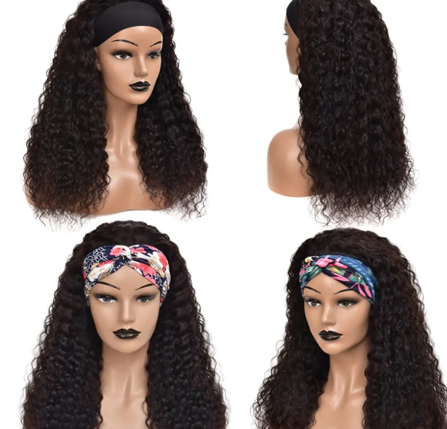 Ladies black chemical fiber hair band wig 26 inch 66cm full mechanism construction