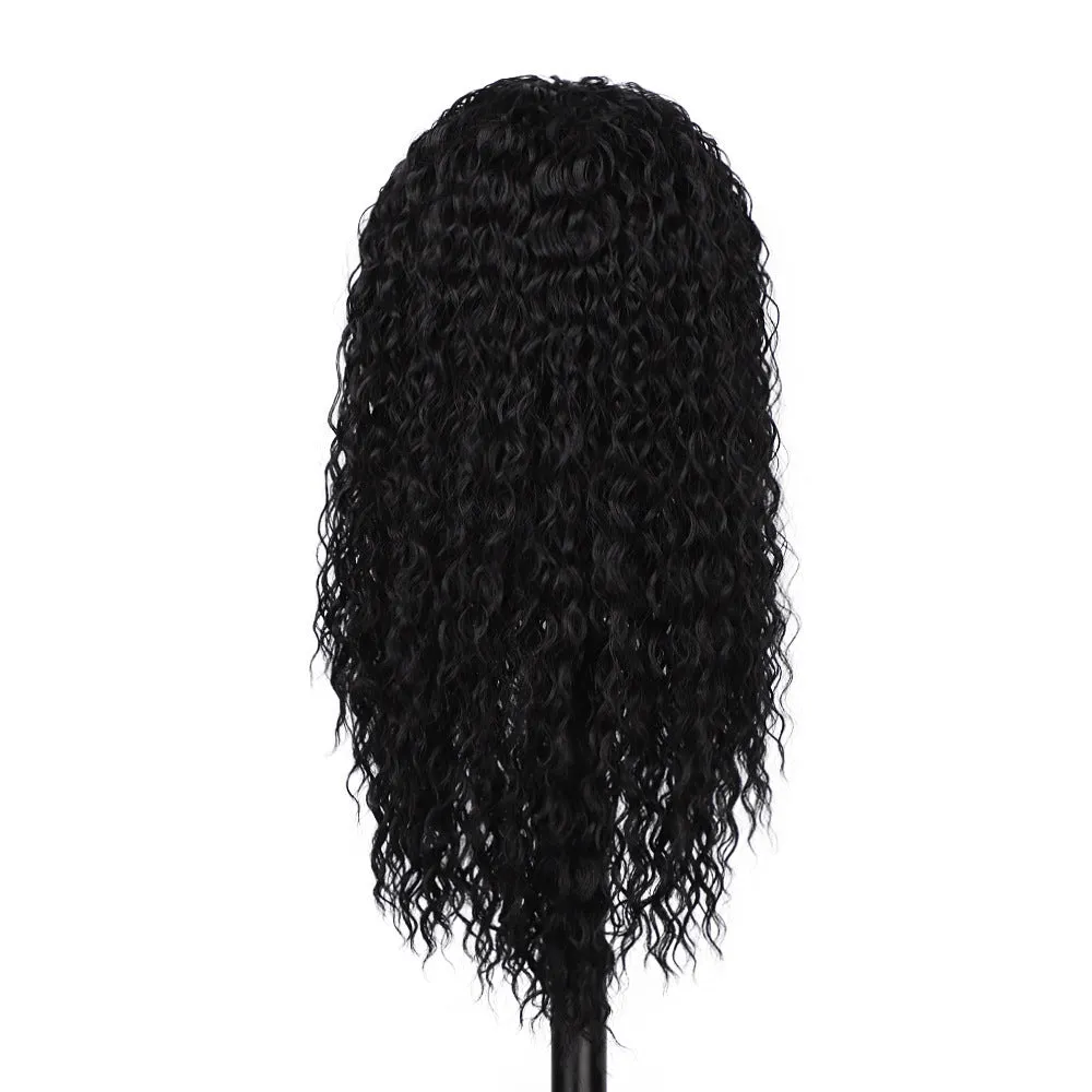 Ladies black chemical fiber hair band wig 26 inch 66cm full mechanism construction