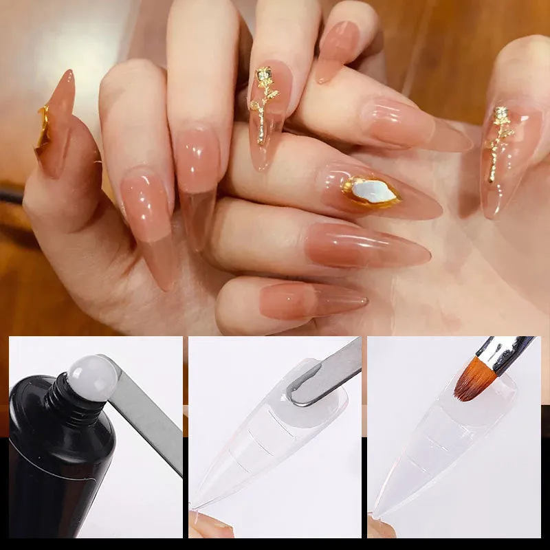 Transparent ultra-thin non-marking nail art sheets in a square box with scale and nail clip