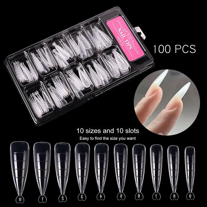 Transparent ultra-thin non-marking nail art sheets in a square box with scale and nail clip