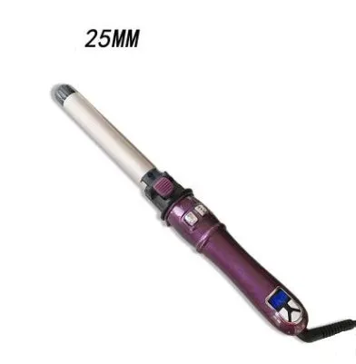 Automatic ceramic electric curling iron with LED display in black, showing barrel and control buttons