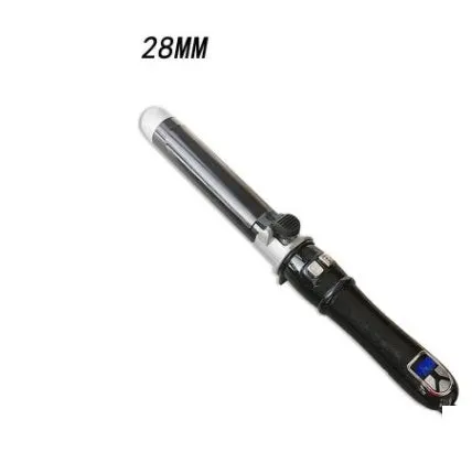 Automatic ceramic electric curling iron with LED display in black, showing barrel and control buttons