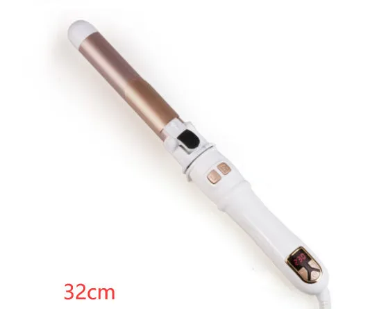 Automatic ceramic electric curling iron with LED display in black, showing barrel and control buttons