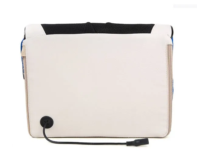 Electric cervical massage pillow with 16 heads in beige, rectangular trapezoid shape with computer control panel