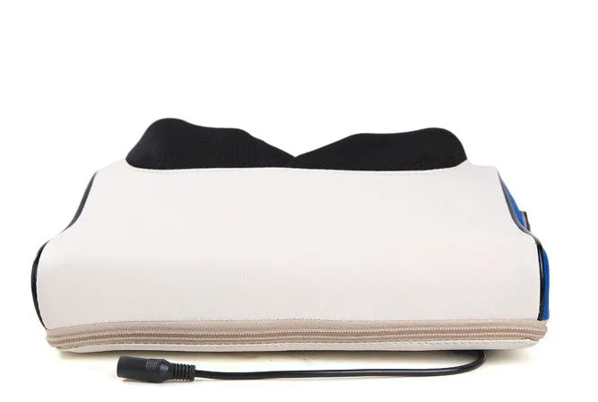 Electric cervical massage pillow with 16 heads in beige, rectangular trapezoid shape with computer control panel