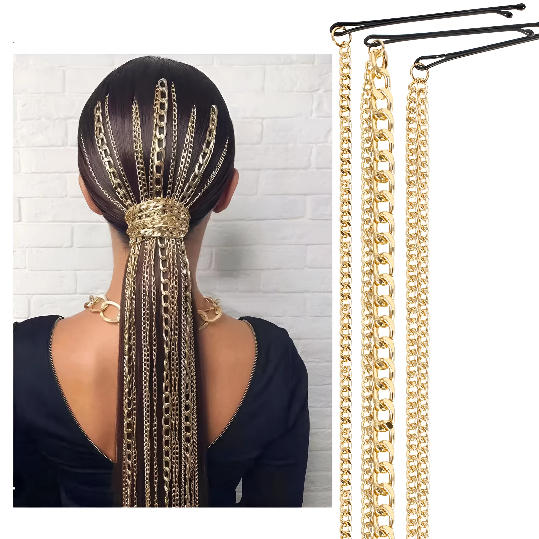 Women's aluminium hair chain with wave tassel design in size 13820A for fashionable hairstyles