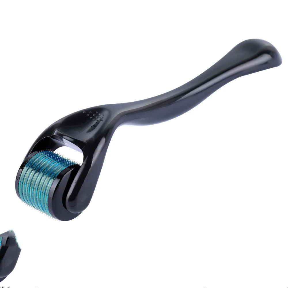 Microneedle roller with SUS304 medical steel needles, black handle, for wrinkle and scar treatment