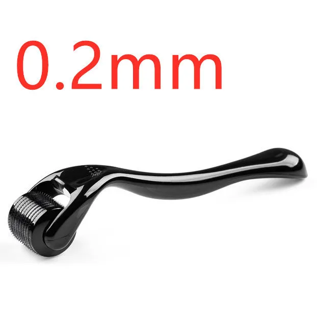 Microneedle roller with SUS304 medical steel needles, black handle, for wrinkle and scar treatment