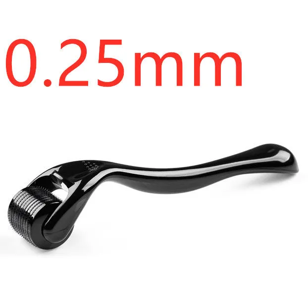 Microneedle roller with SUS304 medical steel needles, black handle, for wrinkle and scar treatment