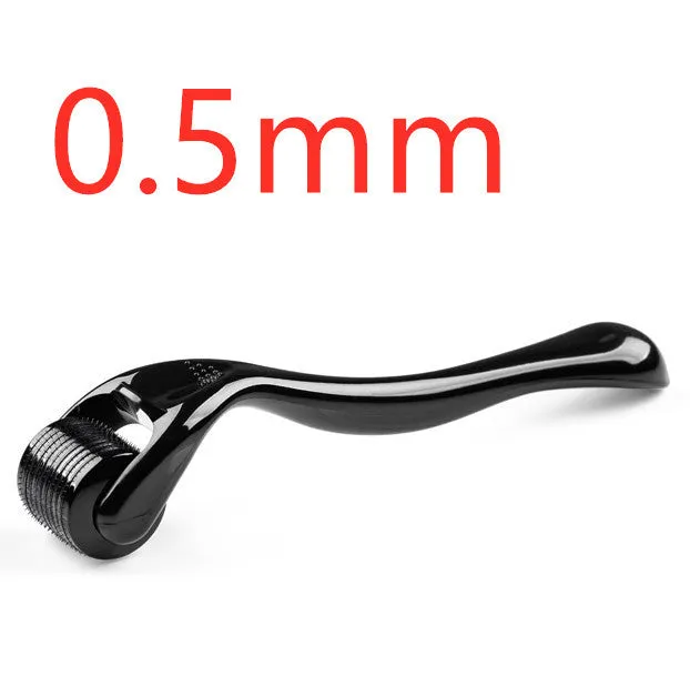 Microneedle roller with SUS304 medical steel needles, black handle, for wrinkle and scar treatment