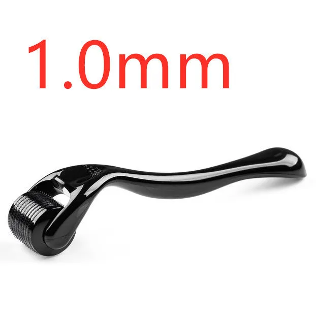 Microneedle roller with SUS304 medical steel needles, black handle, for wrinkle and scar treatment