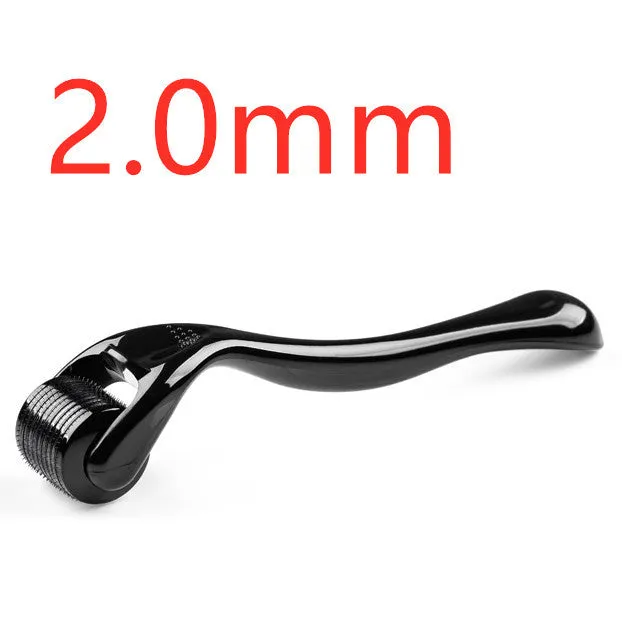 Microneedle roller with SUS304 medical steel needles, black handle, for wrinkle and scar treatment