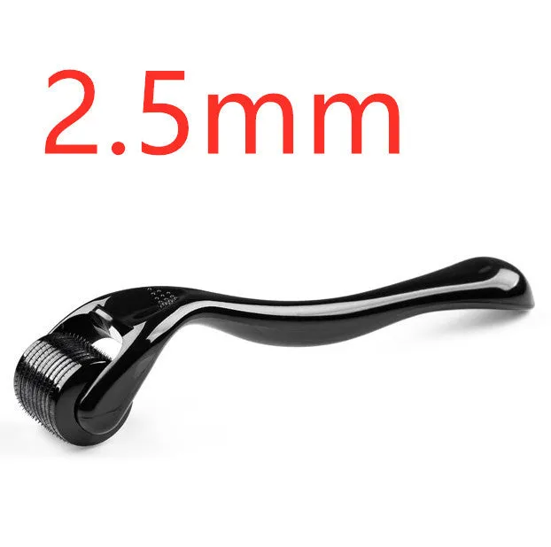 Microneedle roller with SUS304 medical steel needles, black handle, for wrinkle and scar treatment