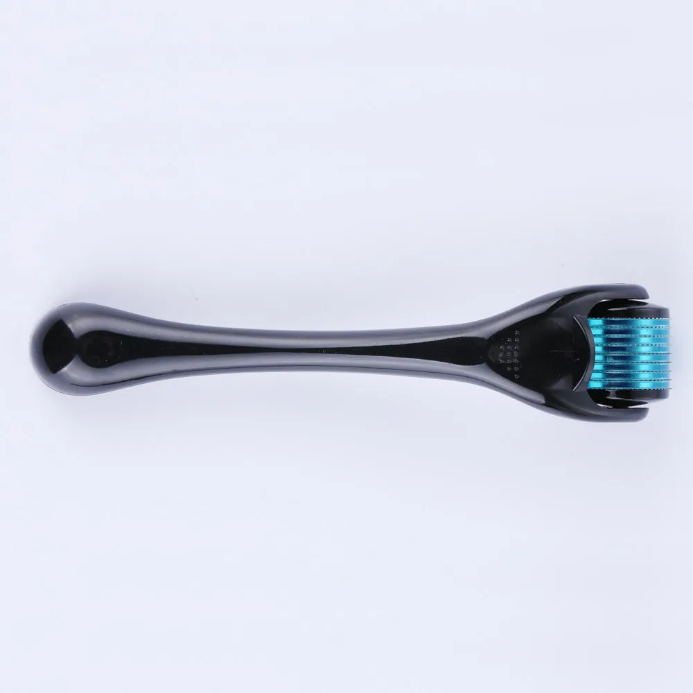 Microneedle roller with SUS304 medical steel needles, black handle, for wrinkle and scar treatment
