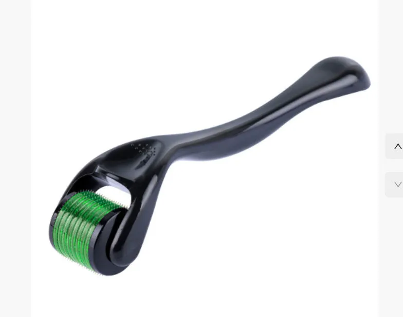 Microneedle roller with SUS304 medical steel needles, black handle, for wrinkle and scar treatment