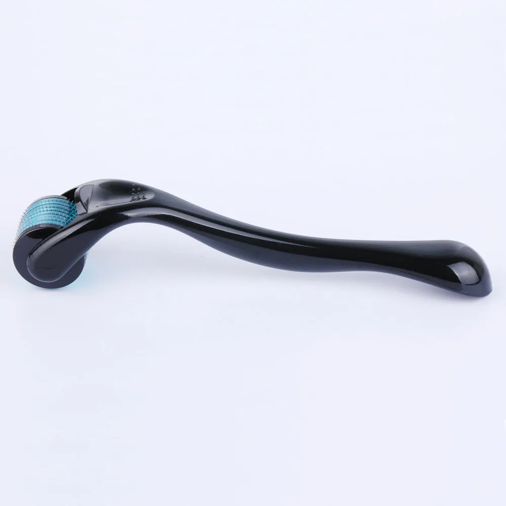 Microneedle roller with SUS304 medical steel needles, black handle, for wrinkle and scar treatment