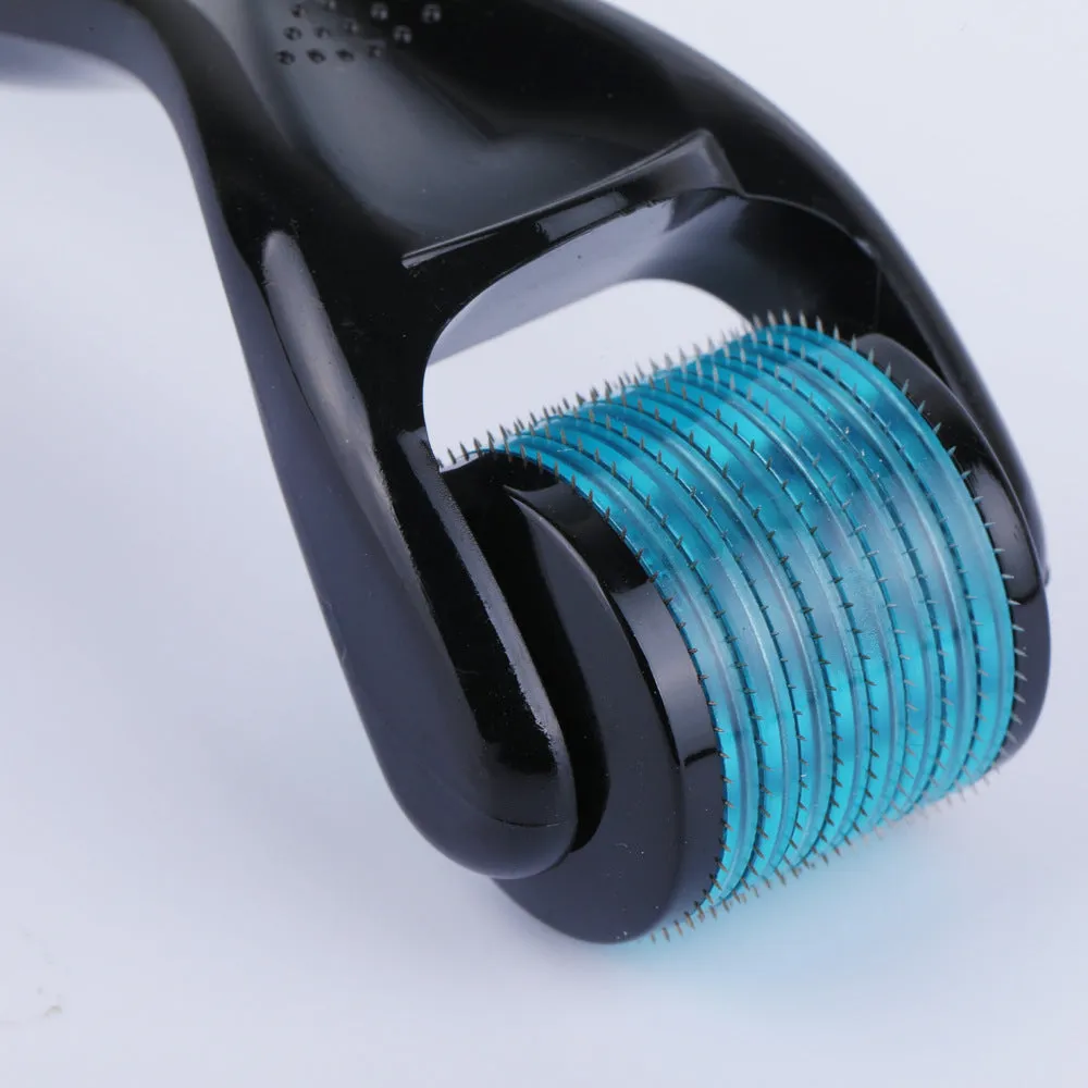 Microneedle roller with SUS304 medical steel needles, black handle, for wrinkle and scar treatment