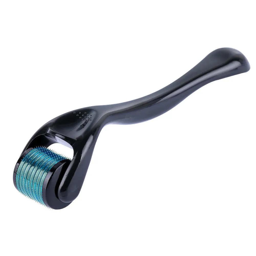 Microneedle roller with SUS304 medical steel needles, black handle, for wrinkle and scar treatment