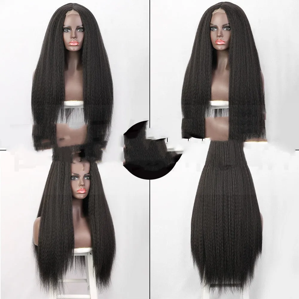 European American women's former lace wig 30 inch straight high temperature silk