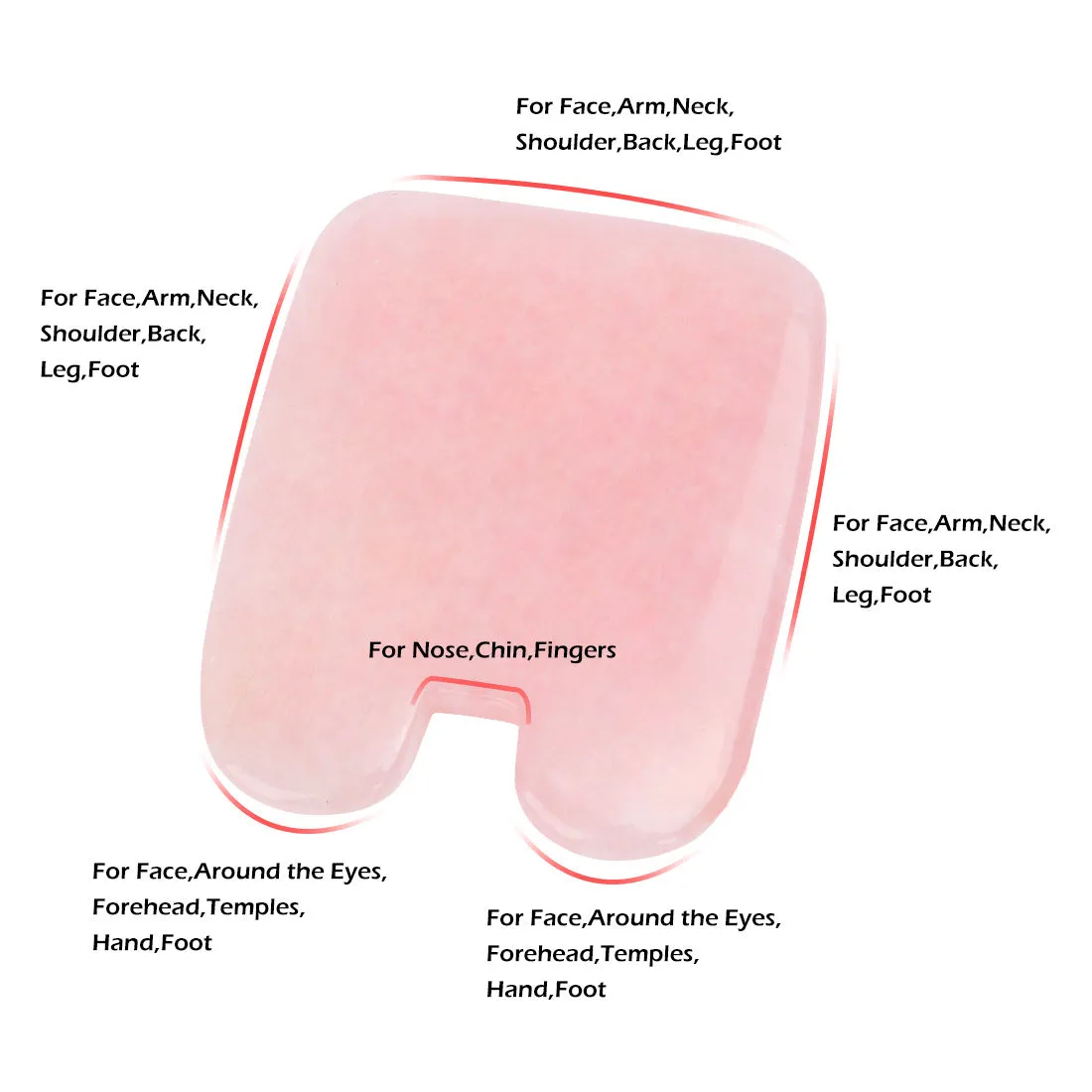 Natural jade gua sha scraper in heart shape on a light surface, 6.3cm x 4.5cm, hand-polished stone