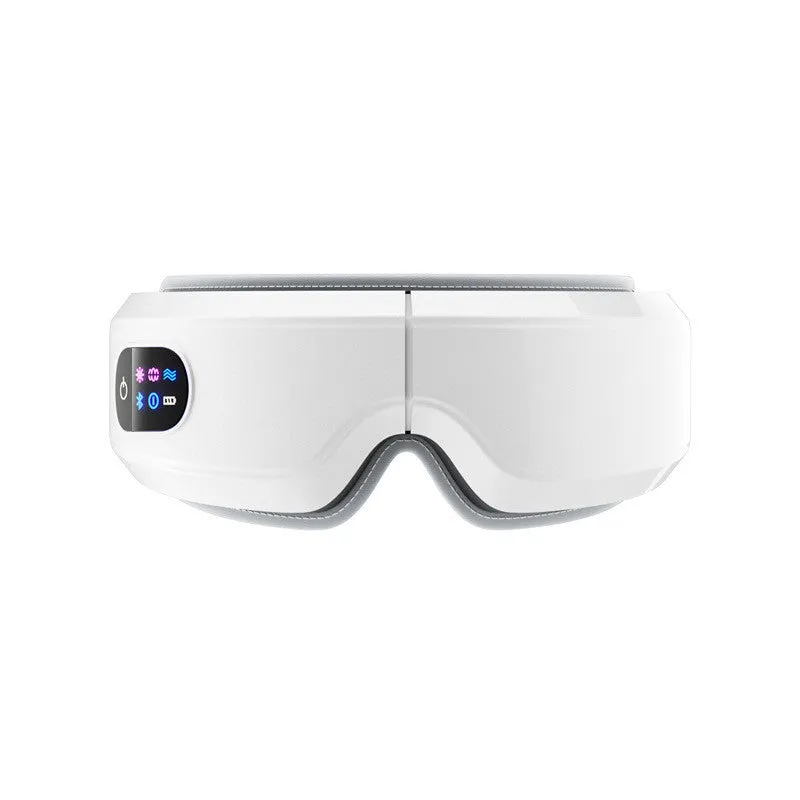 White eye massager with air pressure, hot compress, and vibration functions, USB-powered, with Bluetooth music