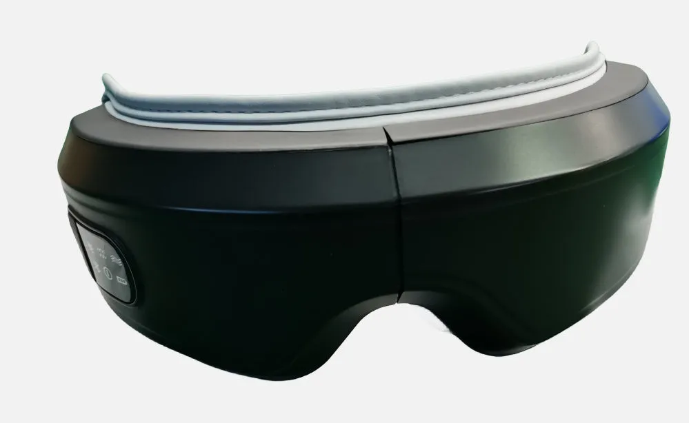 White eye massager with air pressure, hot compress, and vibration functions, USB-powered, with Bluetooth music