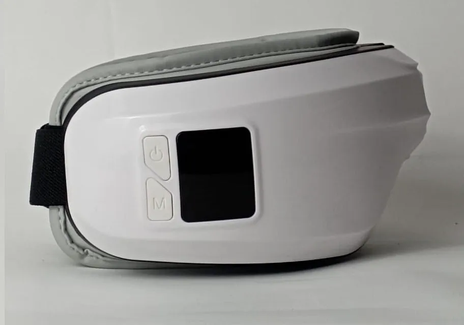 White eye massager with air pressure, hot compress, and vibration functions, USB-powered, with Bluetooth music