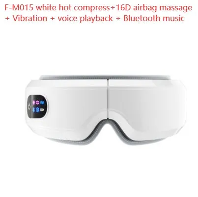White eye massager with air pressure, hot compress, and vibration functions, USB-powered, with Bluetooth music