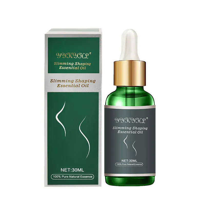 Green bottle of body essential oil with grape seed extract, 30ml, for waist and leg sculpting