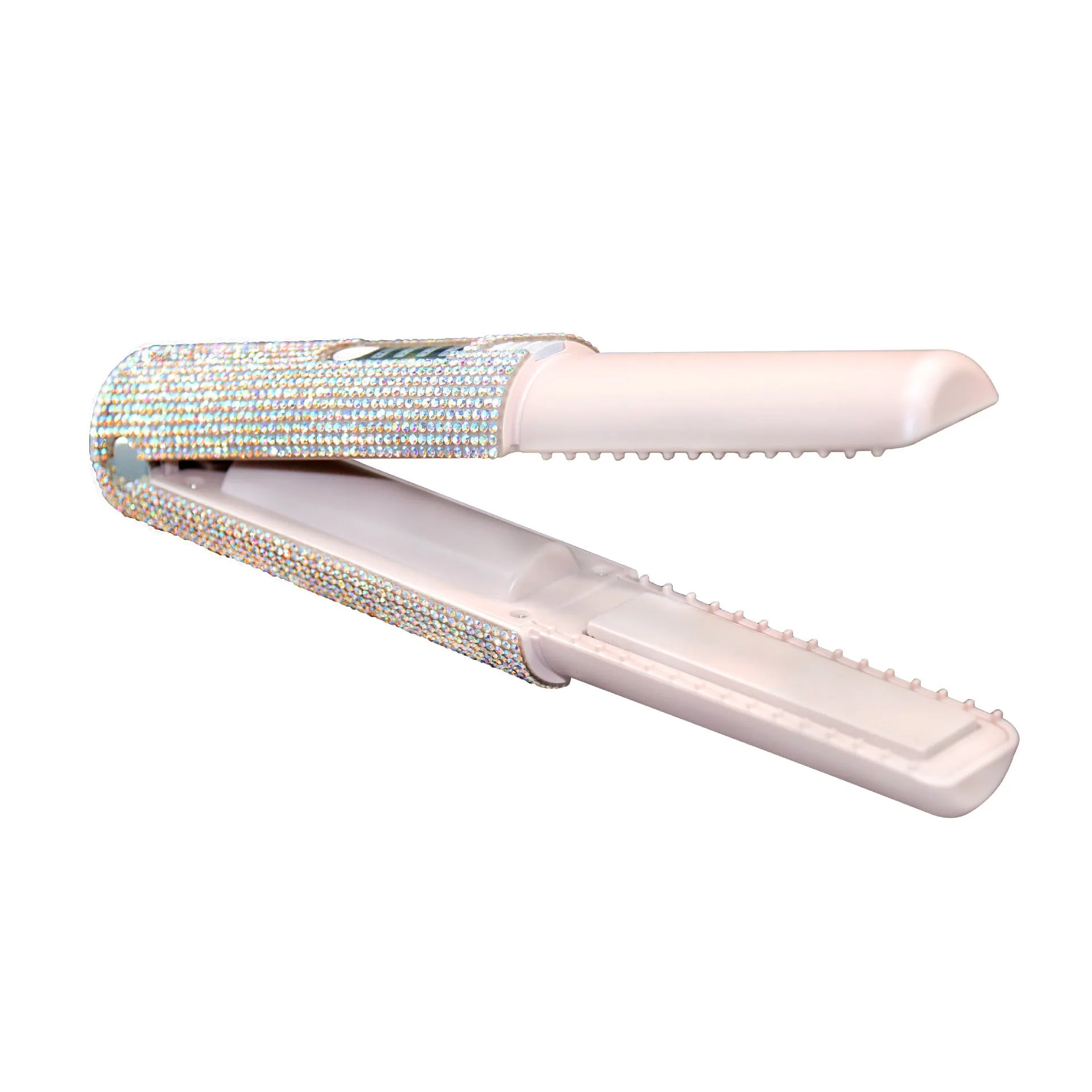 Rechargeable portable USB hair straightener in black with wireless lithium battery for curling and straightening