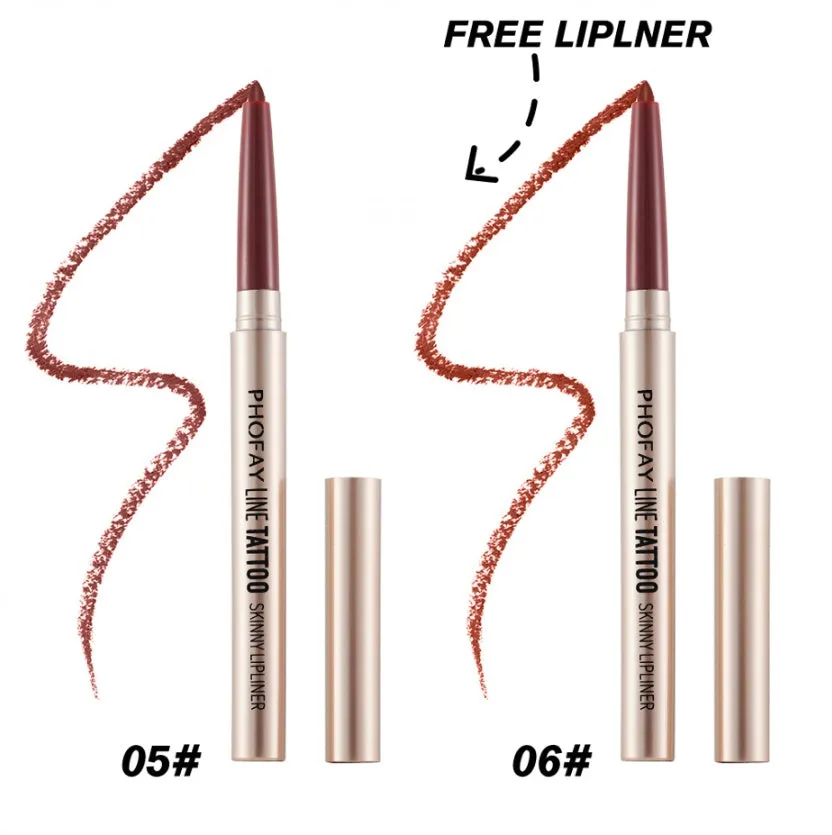 PHOFAY Lipliner waterproof anti-fading 0.8g lip pencil in colour options 01-08 with precise tip