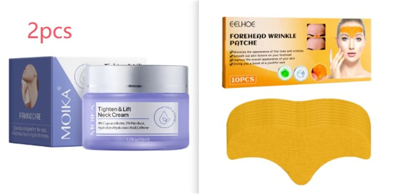 Neck firming cream in a white jar with gold lid, 50g, for reducing wrinkles and sagging skin