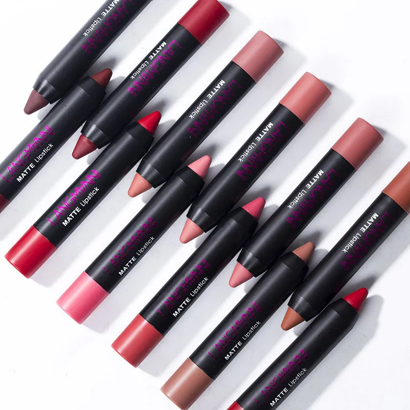 Non-stick cup matte velvet lipstick set with 12 long-lasting 3.5g lipsticks in a range of colours