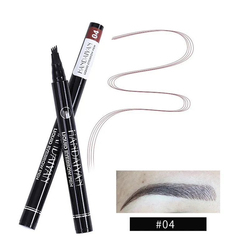 Four-head eyebrow pencil in black with colour options: light coffee, gray coffee, brown, dark brown