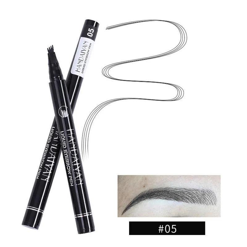 Four-head eyebrow pencil in black with colour options: light coffee, gray coffee, brown, dark brown