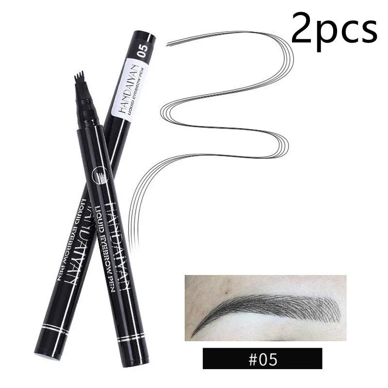 Four-head eyebrow pencil in black with colour options: light coffee, gray coffee, brown, dark brown