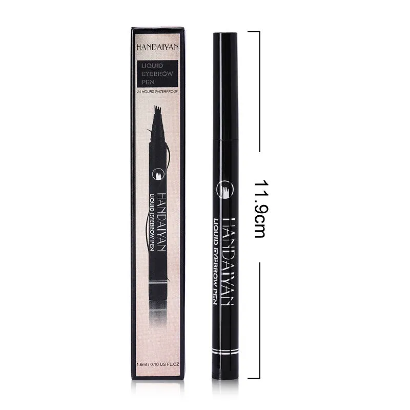 Four-head eyebrow pencil in black with colour options: light coffee, gray coffee, brown, dark brown