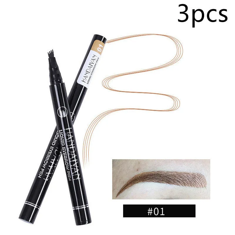 Four-head eyebrow pencil in black with colour options: light coffee, gray coffee, brown, dark brown