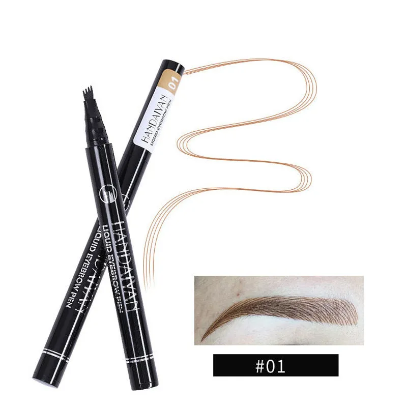 Four-head eyebrow pencil in black with colour options: light coffee, gray coffee, brown, dark brown
