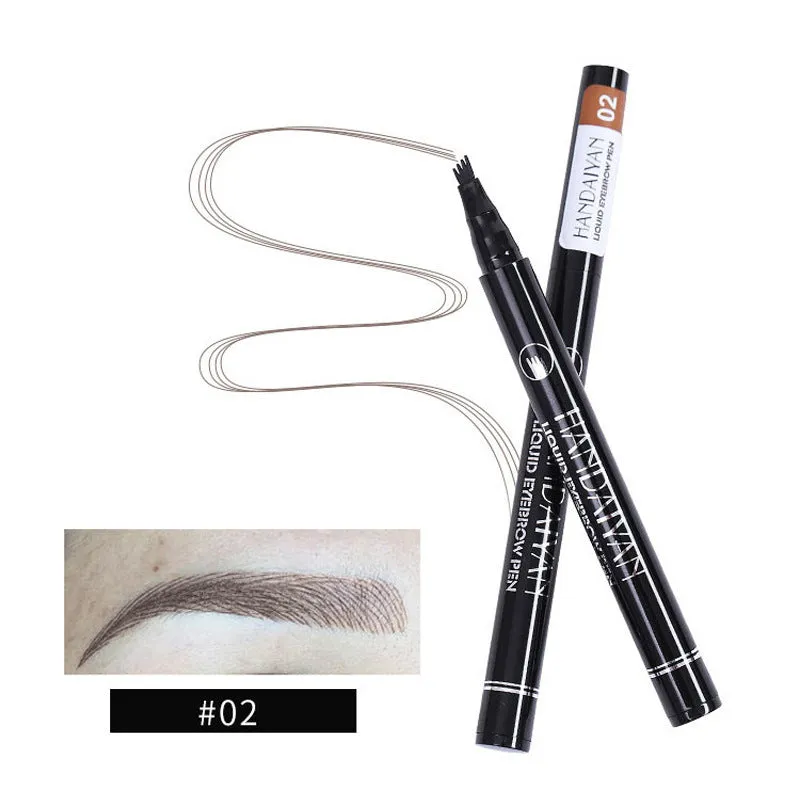 Four-head eyebrow pencil in black with colour options: light coffee, gray coffee, brown, dark brown
