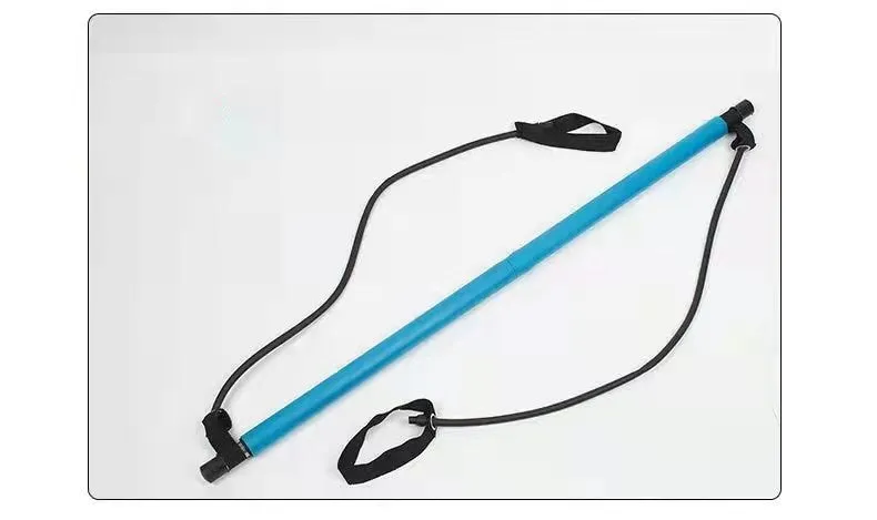 92cm Pilates bar with stainless steel tube and foam grip in light blue on a white background