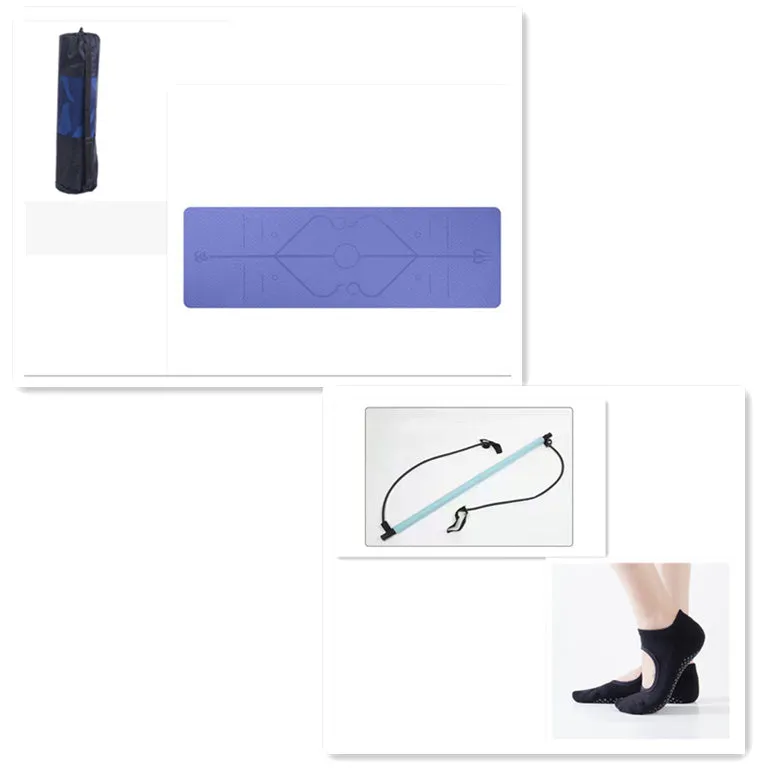 92cm Pilates bar with stainless steel tube and foam grip in light blue on a white background