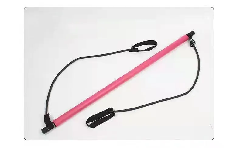 92cm Pilates bar with stainless steel tube and foam grip in light blue on a white background