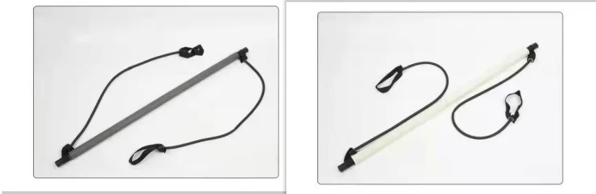 92cm Pilates bar with stainless steel tube and foam grip in light blue on a white background