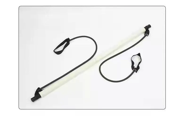 92cm Pilates bar with stainless steel tube and foam grip in light blue on a white background