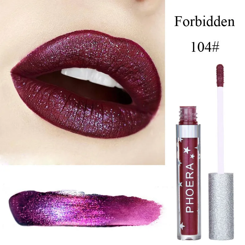 Moisturizing candy colour lip gloss with matte waterproof finish and glitter holiday metallic look, portable size