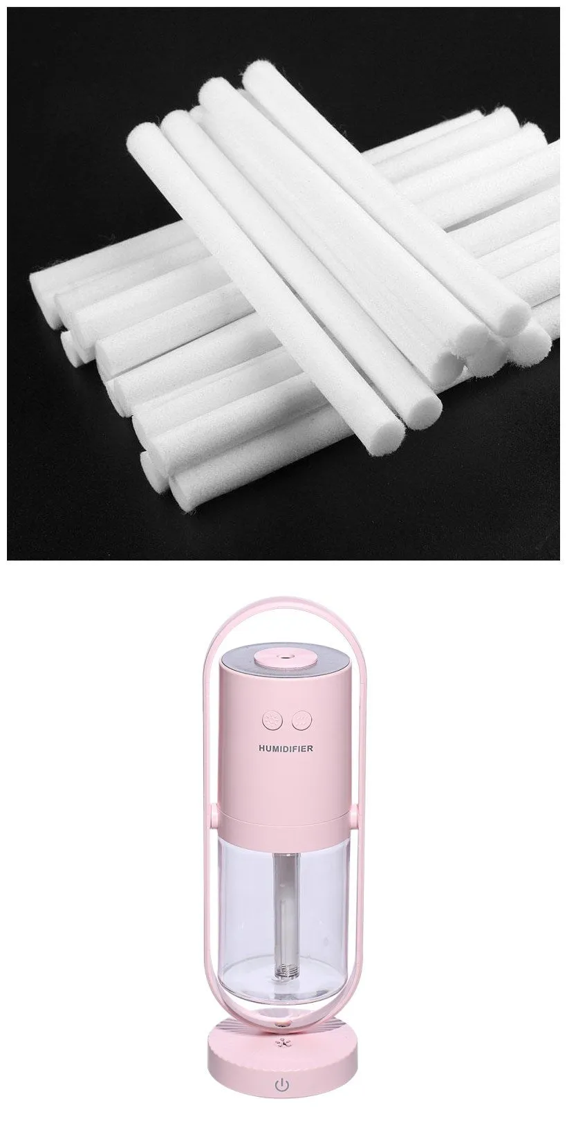 Anion humidifier 200mL white compact desk USB 70x66x213mm