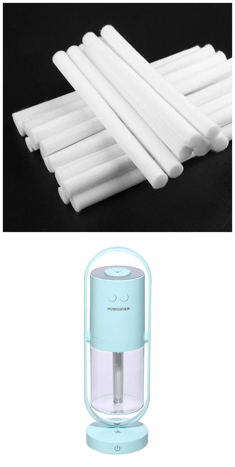 Anion humidifier 200mL white compact desk USB 70x66x213mm