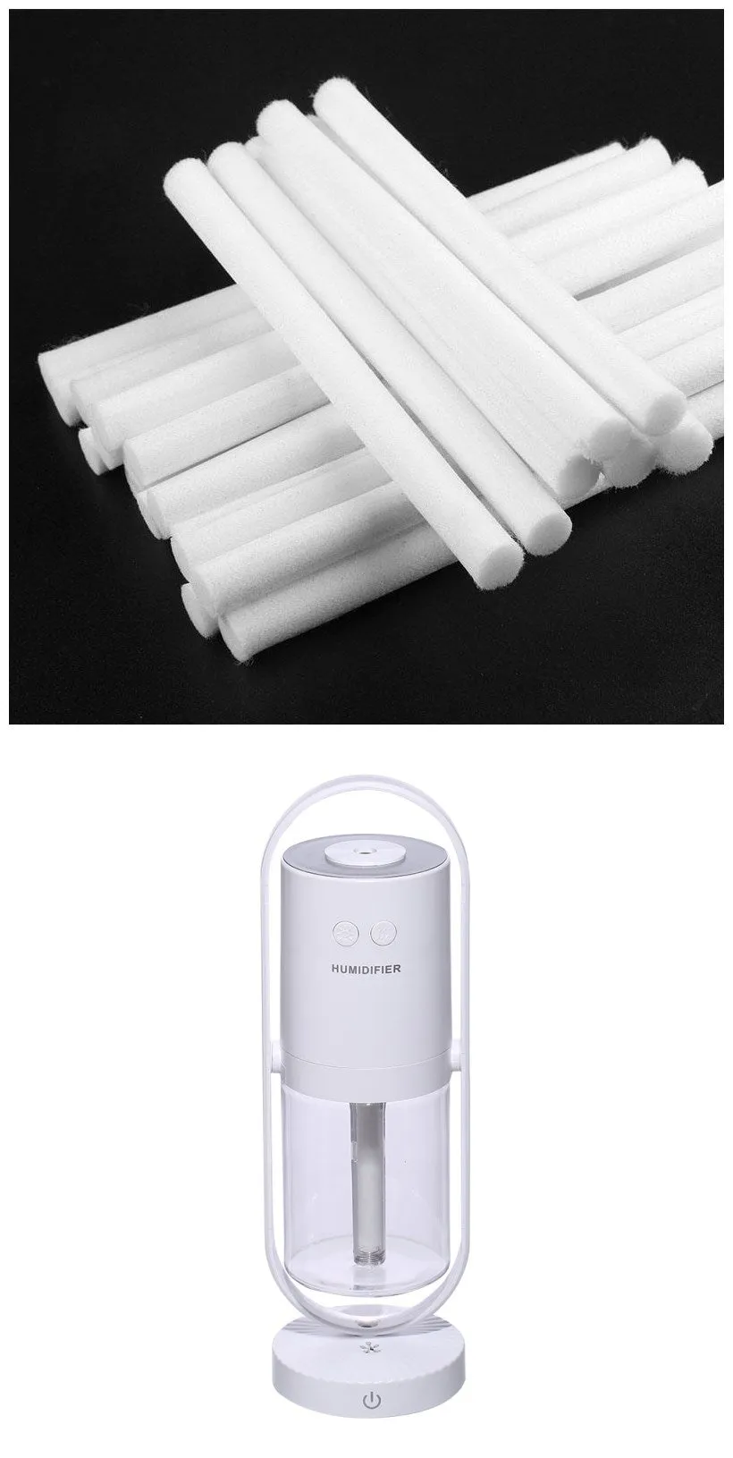 Anion humidifier 200mL white compact desk USB 70x66x213mm
